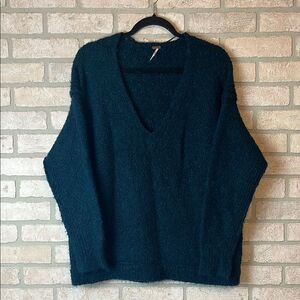Free People V-neck Sherpa Sweater- Size S